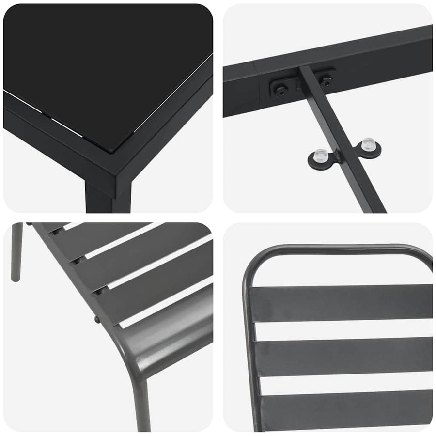 Garden Dining Set 5 pcs Anthracite Powder-Coated Steel