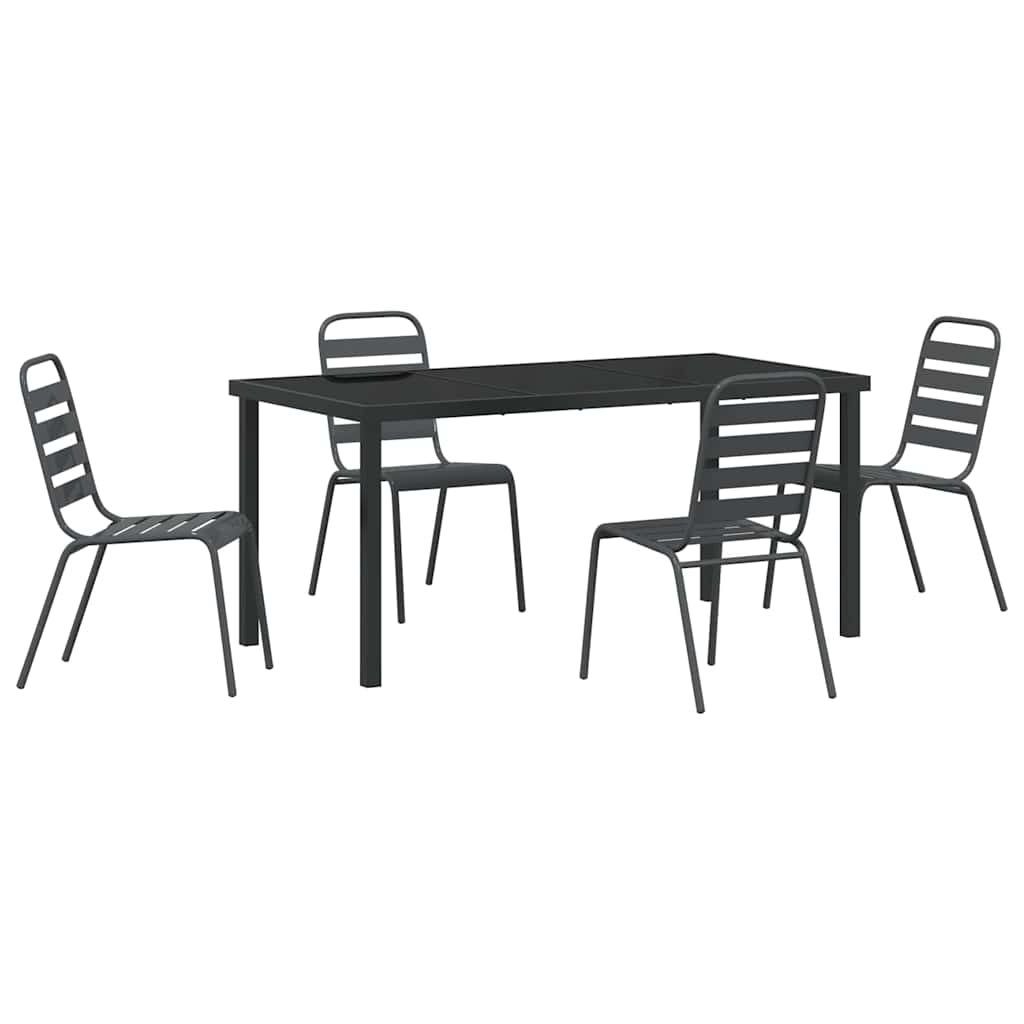 Garden Dining Set 5 pcs Anthracite Powder-Coated Steel