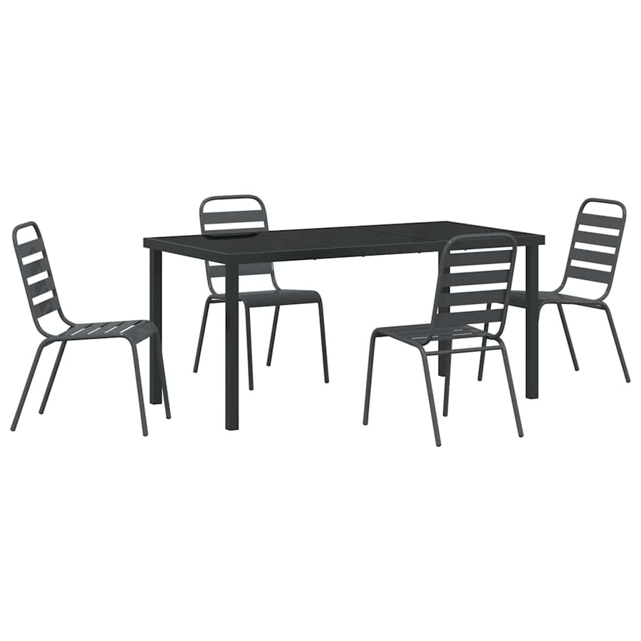 Garden Dining Set 5 pcs Anthracite Powder-Coated Steel