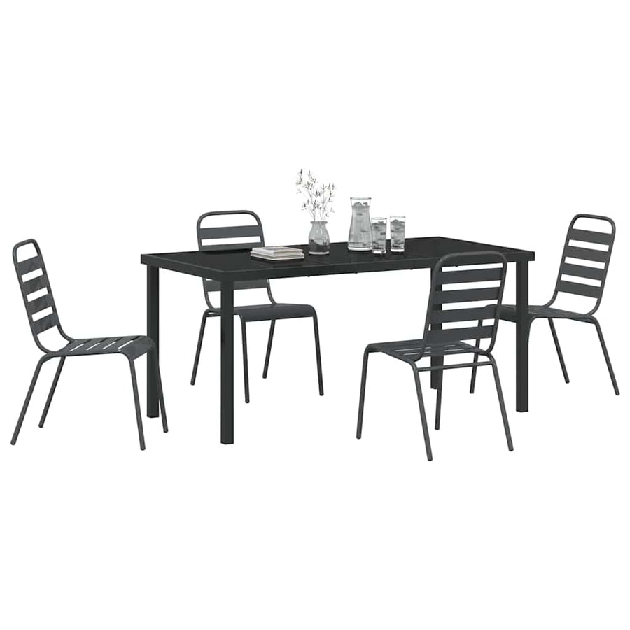 Garden Dining Set 5 pcs Anthracite Powder-Coated Steel