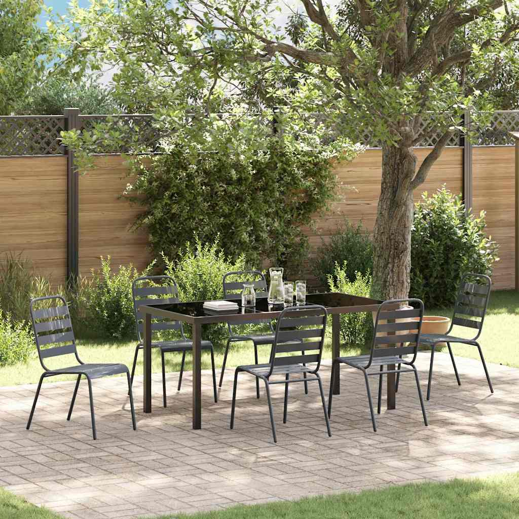 Garden Dining Set 7 pcs Anthracite Powder-Coated Steel