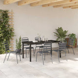 Garden Dining Set 7 pcs Anthracite Powder-Coated Steel - Top-Down View