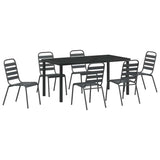 Garden Dining Set 7 pcs Anthracite Powder-Coated Steel