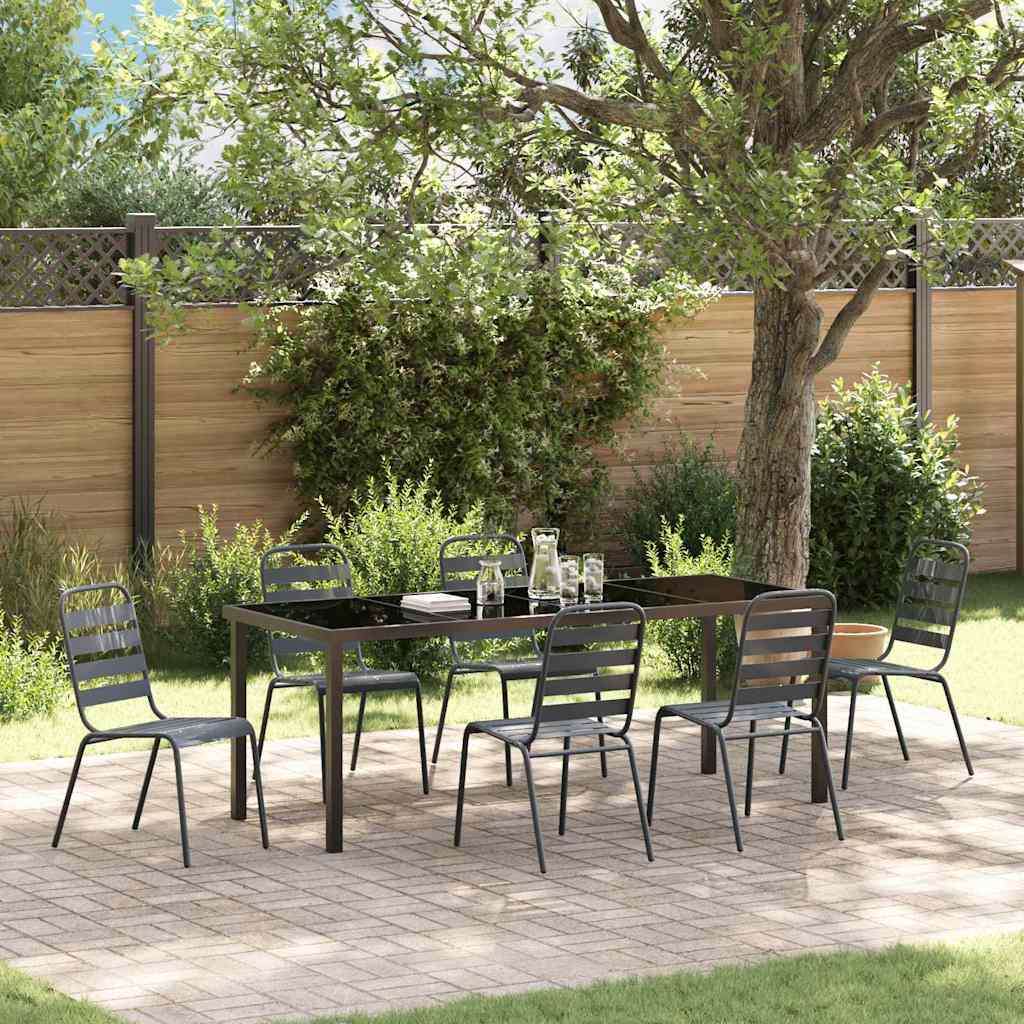 Garden Dining Set 7 pcs Anthracite Powder-Coated Steel
