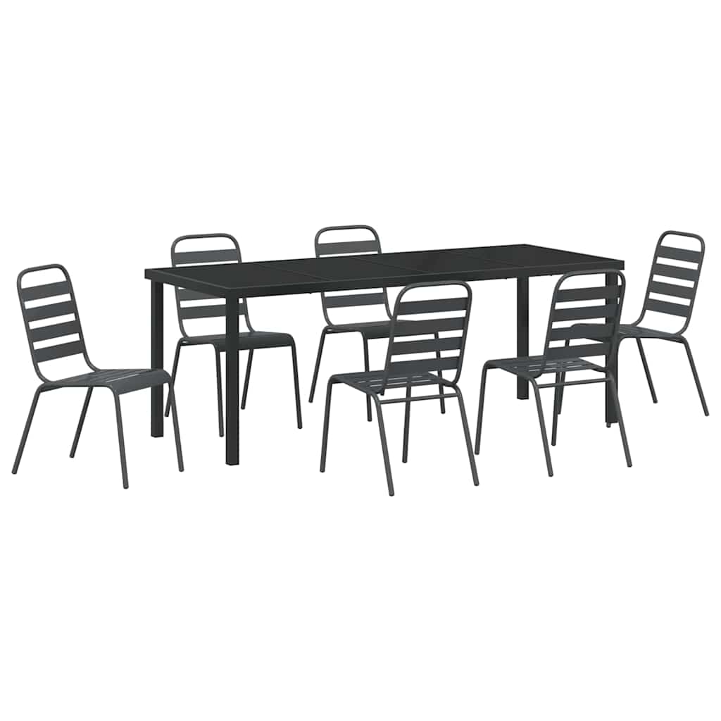 Garden Dining Set 7 pcs Anthracite Powder-Coated Steel