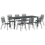 Garden Dining Set 9 pcs Anthracite Powder-Coated Steel - Front View