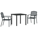 Garden Dining Set 3 pcs Anthracite Powder-Coated Steel - Front View
