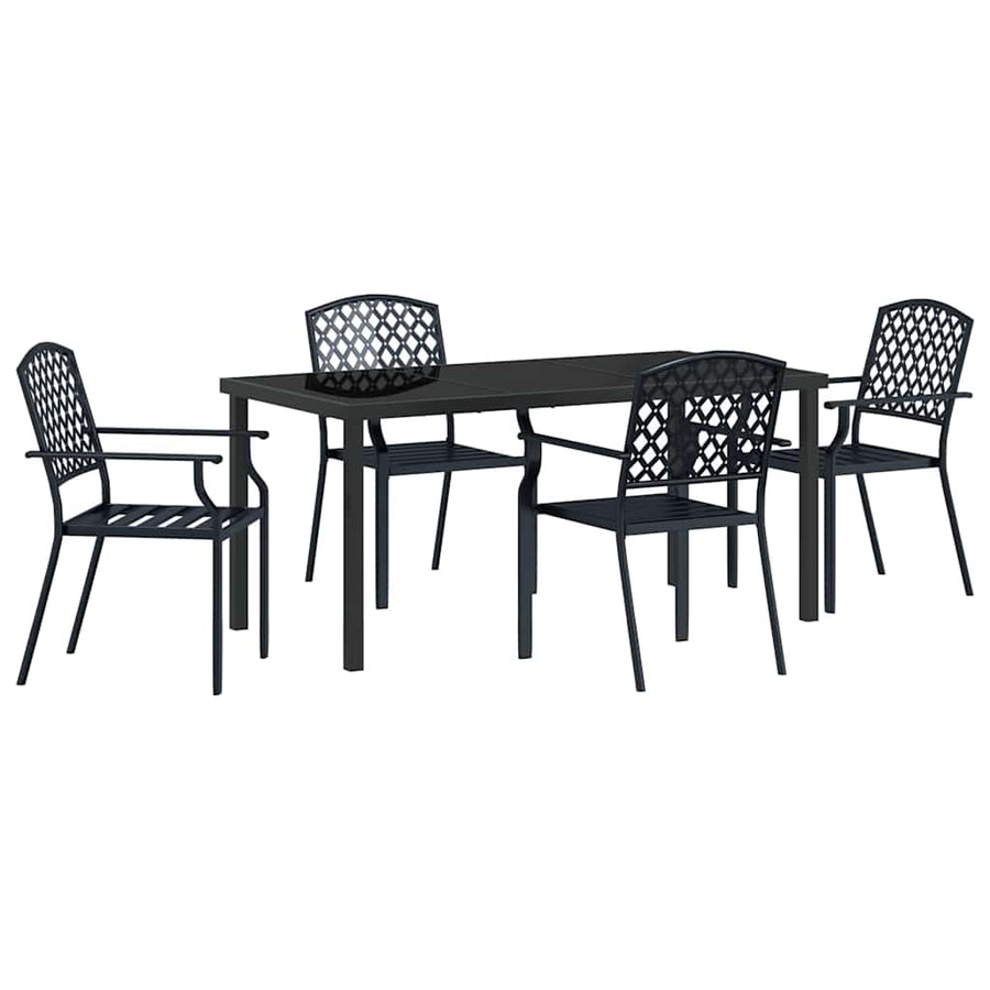 Garden Dining Set 5 pcs Anthracite Powder-Coated Steel