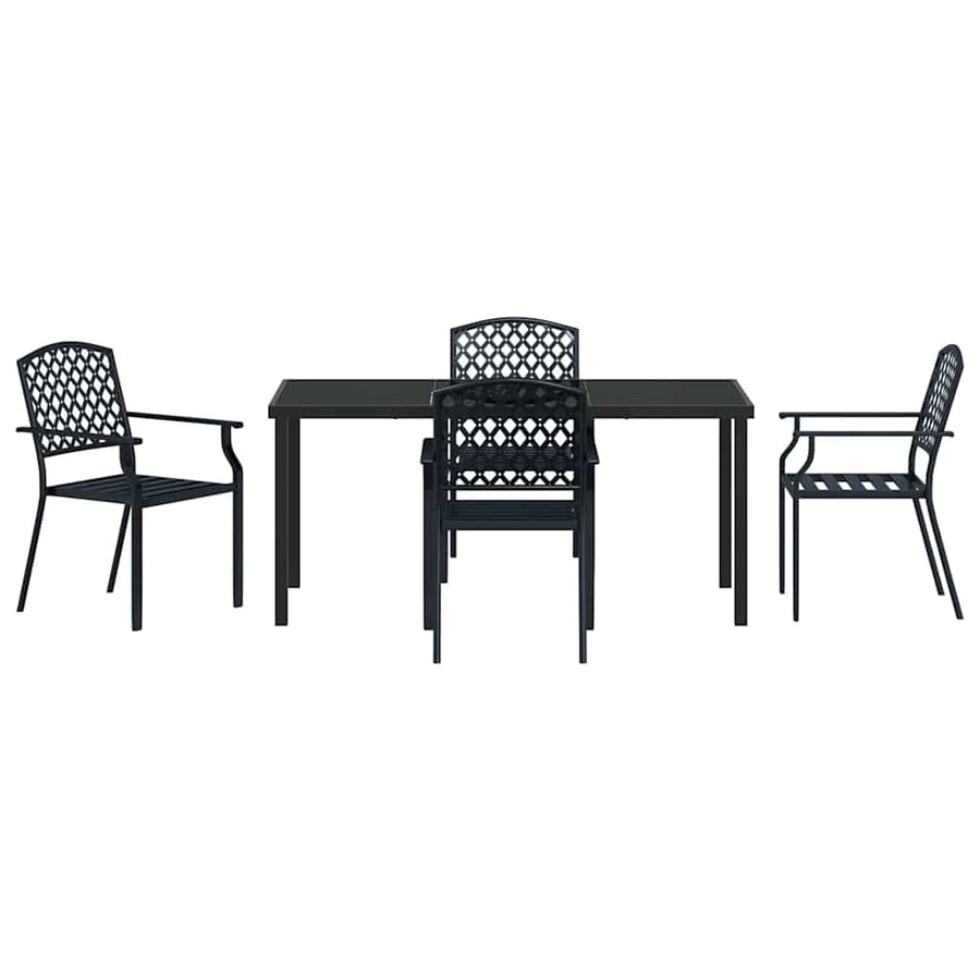 Garden Dining Set 5 pcs Anthracite Powder-Coated Steel
