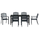 Garden Dining Set 7 pcs Anthracite Powder-Coated Steel - Close-Up Angle