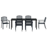 Garden Dining Set 7 pcs Anthracite Powder-Coated Steel - Close-Up Angle
