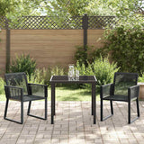 Garden Dining Set 3 pcs Black Powder-Coated Steel - Top-Down View
