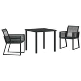 Garden Dining Set 3 pcs Black Powder-Coated Steel