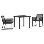 Garden Dining Set 3 pcs Black Powder-Coated Steel