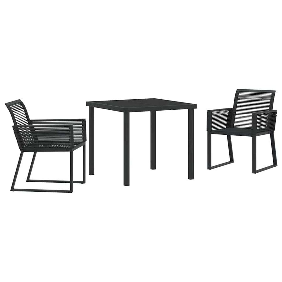 Garden Dining Set 3 pcs Black Powder-Coated Steel
