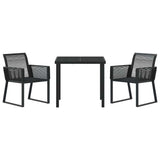Garden Dining Set 3 pcs Black Powder-Coated Steel - Close-Up Angle