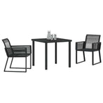 Garden Dining Set 3 pcs Black Powder-Coated Steel
