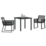 Garden Dining Set 3 pcs Black Powder-Coated Steel - Side View