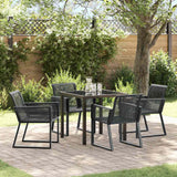 Garden Dining Set 5 pcs Black Powder-Coated Steel