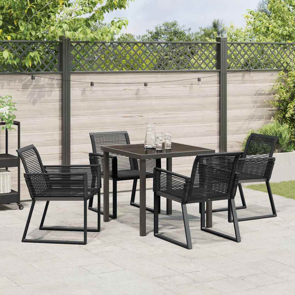 Garden Dining Set 5 pcs Black Powder-Coated Steel
