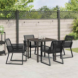 Garden Dining Set 5 pcs Black Powder-Coated Steel - Top-Down View