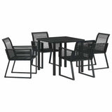 Garden Dining Set 5 pcs Black Powder-Coated Steel
