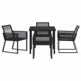 Garden Dining Set 5 pcs Black Powder-Coated Steel - Close-Up Angle