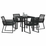 Garden Dining Set 5 pcs Black Powder-Coated Steel - Side View