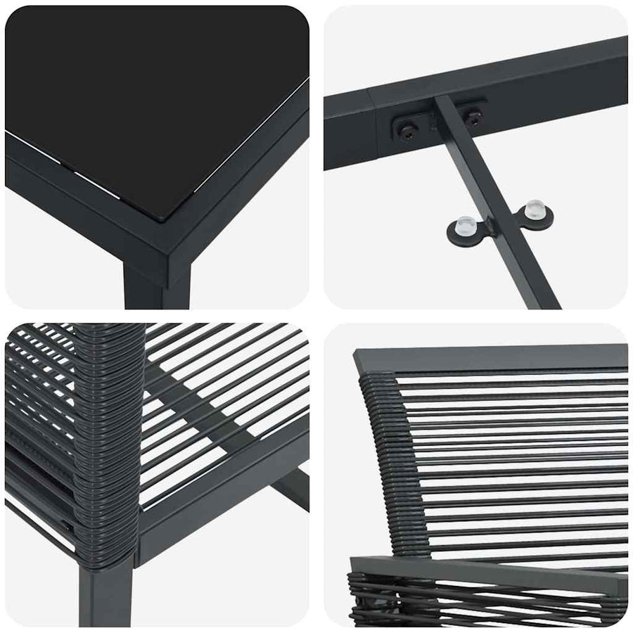 Garden Dining Set 5 pcs Black Powder-Coated Steel