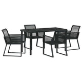 Garden Dining Set 5 pcs Black Powder-Coated Steel - Front View