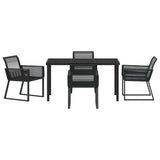 Garden Dining Set 5 pcs Black Powder-Coated Steel - Close-Up Angle