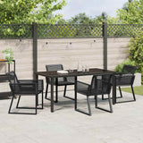 Garden Dining Set 5 pcs Black Powder-Coated Steel - Top-Down View