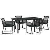 Garden Dining Set 5 pcs Black Powder-Coated Steel - Front View