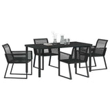 Garden Dining Set 5 pcs Black Powder-Coated Steel - Side View