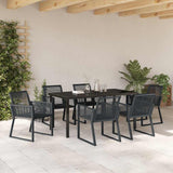 Garden Dining Set 7 pcs Black Powder-Coated Steel - Top-Down View