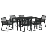 Garden Dining Set 7 pcs Black Powder-Coated Steel