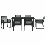 Garden Dining Set 7 pcs Black Powder-Coated Steel - Close-Up Angle