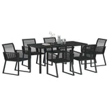 Garden Dining Set 7 pcs Black Powder-Coated Steel - Side View