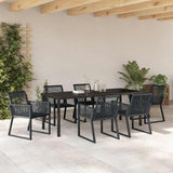 Garden Dining Set 7 pcs Black Powder-Coated Steel - Top-Down View