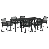 Garden Dining Set 7 pcs Black Powder-Coated Steel - Front View