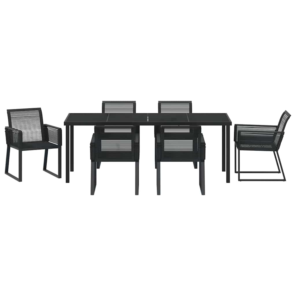 Garden Dining Set 7 pcs Black Powder-Coated Steel