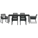 Garden Dining Set 7 pcs Black Powder-Coated Steel - Close-Up Angle