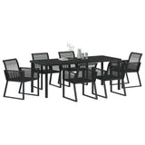 Garden Dining Set 7 pcs Black Powder-Coated Steel - Side View