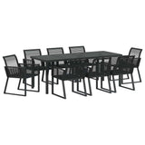 Garden Dining Set 9 pcs Black Powder-Coated Steel