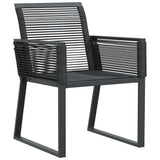 Garden Dining Set 9 pcs Black Powder-Coated Steel