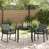 Garden Dining Set 3 pcs Black Powder-Coated Steel - Top-Down View