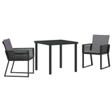 Garden Dining Set 3 pcs Black Powder-Coated Steel