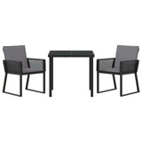 Garden Dining Set 3 pcs Black Powder-Coated Steel