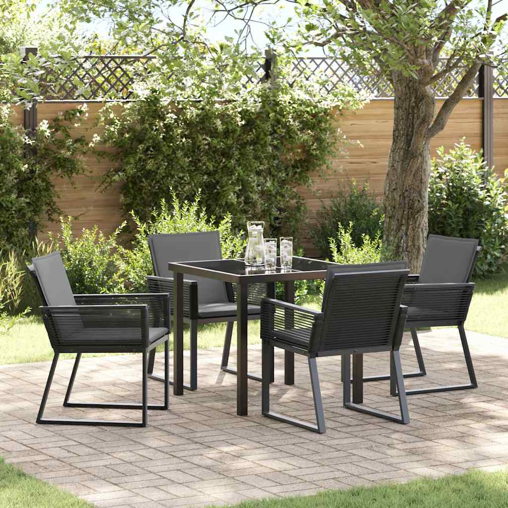 Garden Dining Set 5 pcs Black Powder-Coated Steel