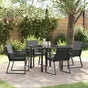 Garden Dining Set 5 pcs Black Powder-Coated Steel